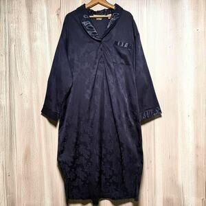 NWT Vtg Amanda Stewart Country Satin Nightgown 3X PLUS SIZE Satin Navy Long NOS